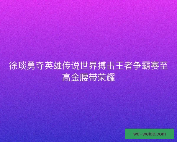 徐琰勇夺英雄传说世界搏击王者争霸赛至高金腰带荣耀